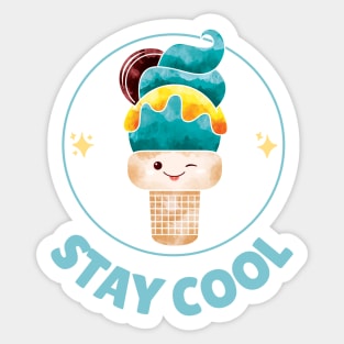 Stay cool kawaii ice cream Sticker